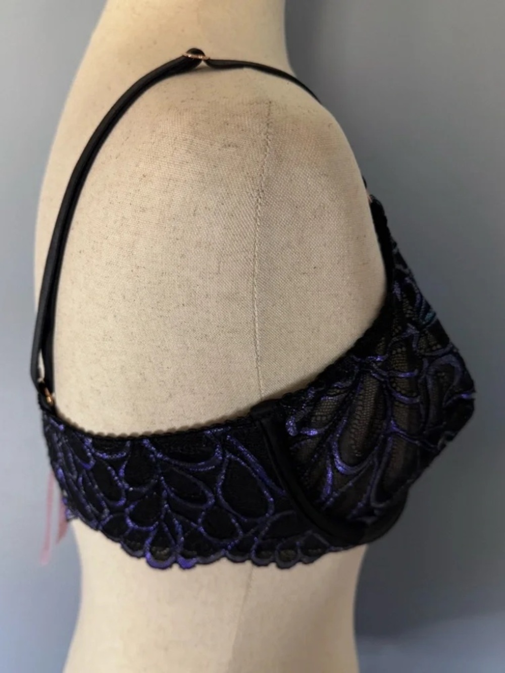 Savage X Fenty Not Sorry Demi Lace Bra 36DD Black Caviar - Picture 7 of 12